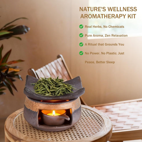 YSZYPETHE Handmade Ceramic Aromatherapy Diffuser,Herb Burner & Candle Wax Warmer with Tealight Holder, Home Fragrance