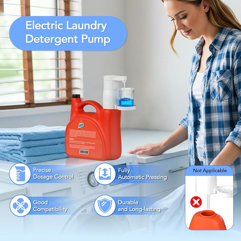 OMOZUN Electric Laundry Detergent Pump with Graduated Cup, Smart Laundry Detergent Dispenser,Rechargeable Detergent