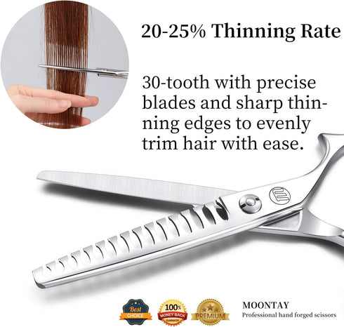 Moontay 6.0" Hair Cutting Shears, Professional Barber Stylist Scissors, 440C Japanese Stainless Steel