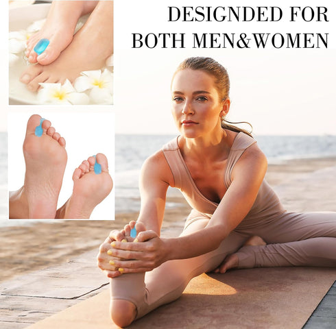 12Pcs Gel Toe Separators, Soft Toe Spacers for Pain Relief, Corrector for Overlapping Toes, White (8L+4S) (Blue)
