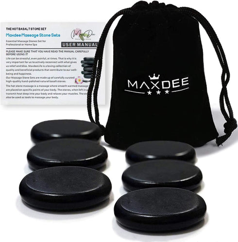 Massage Stones Essential Hot Stones for Massage, 6 Medium Hot Rocks Massage Kit for Relaxation and Pain Relief