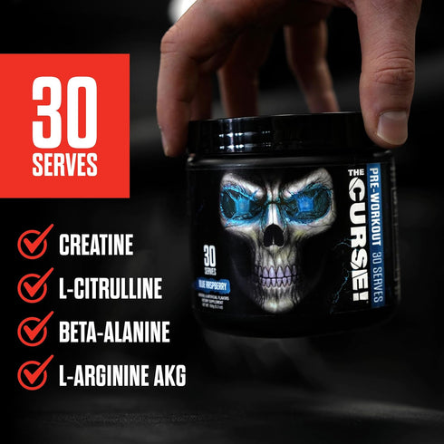 JNX SPORTS The Curse! Pre Workout Powder - Dark Grape 30 Servings | Boost Strength, Energy + Focus