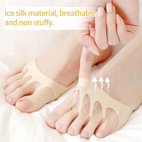 5 Pairs of Thicken Forefoot Cushion Pads, Reusable Honeycomb Fabric for Pain Relief, Invisible Socks for Men & Women