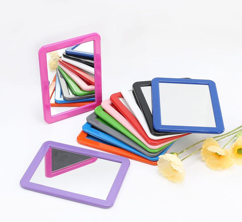 Magnetic Mirror for Locker, 5x7 inch Grass Green Framed Real Glass Make-up Mirror for School, Home