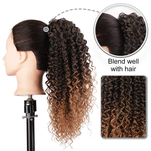 Vigorous Ponytail Extension, 14 Inch Drawstring Ponytail for Black Women, Short Fluffy Afro Kinky Curly