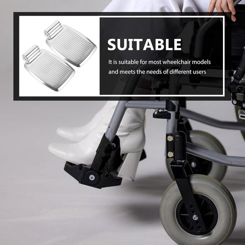 1.9cm Hemobllo Universal Wheelchair Leg Rest Thick Aluminum Alloy Footplates Pair, Heavy Duty Elevating Footrest