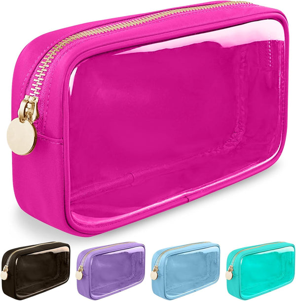 Small Clear Travel Makeup Organizer Bag for Purse, Cute Cosmetic Zipper Pouch, Transparent PVC & Nylon Waterproof
