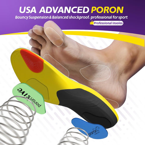 TANSTC Insoles for Women, Plantar Fasciitis Arch Support Shoe Insoles for Men, Pain Relief Professional Sport Insoles