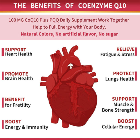 CoQ10-100mg-Softgels with PQQ, BioPerine & Omega-3, High Absorption Coenzyme Q10 Supplement, 120 Servings