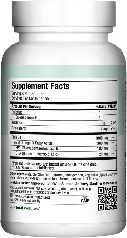 Maxi Health Omega Yums 1000 - Kid Friendly Fruity Burst Flavor - 110 Softgel Capsules - Kosher