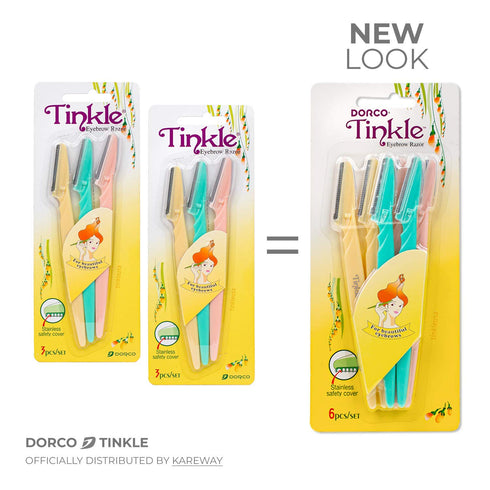 Tinkle Dermaplaning Tool 15ct - Safe and Easy Peach Fuzz Remover, Eyebrow Trimmer with Protective Cover (5 Packs)