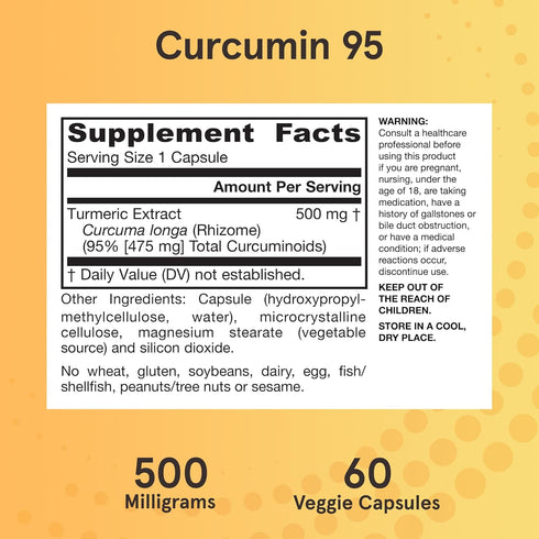 Jarrow Formulas Turmeric Curcumin Supplement, 500 mg for Antioxidant & Joint Support, 60 Capsules