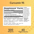 Jarrow Formulas Turmeric Curcumin Supplement, 500 mg for Antioxidant & Joint Support, 60 Capsules