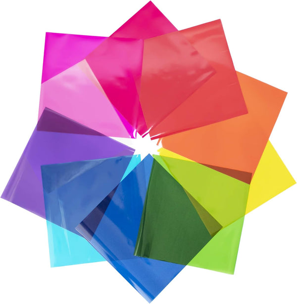 FIESTA WRAPS 210 Cellophane Sheets, 8x8 in (10 Colors Assorted Value Pack), Transparent Paper for Crafts