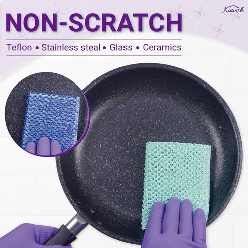 Heavy Duty Non-Scratch Double Sided Soft Scrubber, 3 Pcs Dish Scrubber for Dishes & Pots