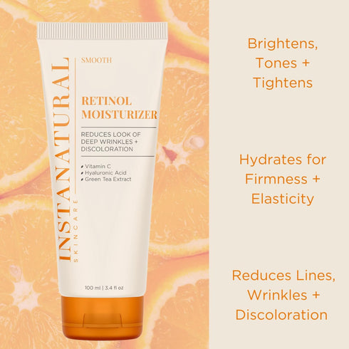 InstaNatural Retinol Moisturizer Nighttime Face Cream, 3.4 Fl Oz, Brightens, Reduces Aging Signs