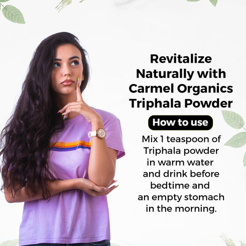 CARMEL ORGANICS Triphala Powder, 8 Ounces, Digestive Support, No Added Preservatives, Equal Blend of Harad, Baheda &