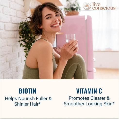 Live Conscious Beyond Collagen Multi Collagen Powder for Women w/Types I, II, III, V & X - 41 Servings