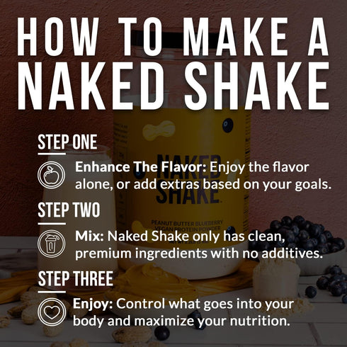 Naked Shake - Peanut Butter Blueberry Protein Powder, Plant Based with MCT Oil, Gluten-Free, 30 Servings