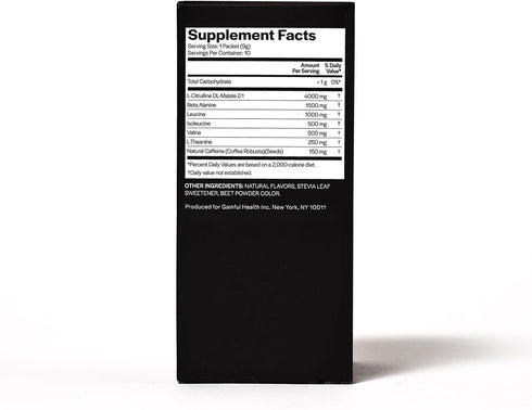 Gainful Pre Workout Powder, Strawberry Lemonade, 10 Ct: Natural Caffeine, L Theanine, L Citrulline, Beta Alanine, BCAA's