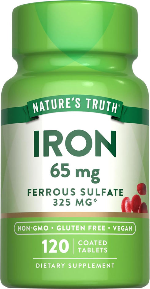 Ferrous Sulfate Iron Supplement, 65 mg, 120 Tablets, Non-GMO, Gluten Free by Nature's Truth