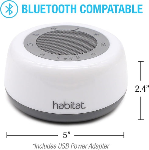 Habitat White Noise Machine with Multi-Color Night Light, 25 Relaxation Sounds, Bluetooth, 4 Timer Options, 15 Volume