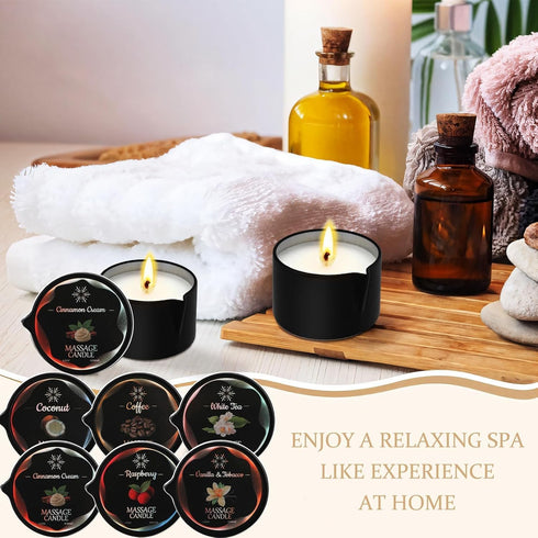 Sariiraw 6 Pack Set, Massage Oil Candles Low Temp Soy Based Massage Candles for Massage Therapy, Relaxation & Skin