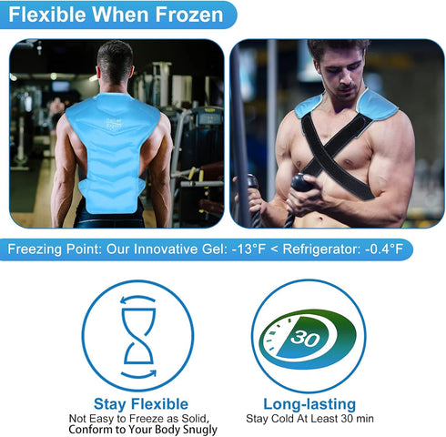 Relief Expert Large Full Back and Shoulder Ice Pack Wrap with Straps, Reusable Gel Cold Packs