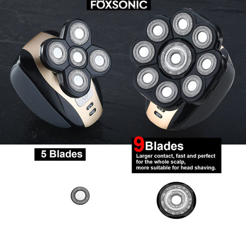 Upgraded 9 Blades Replacement Heads for Body Head Shaver, Compatible with Many Brands, Electric Razor Shaver