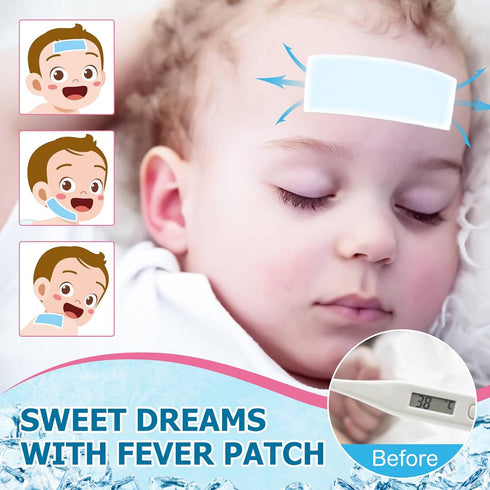 20 Sheets Fever Patches for Kids, Hot Weather Cooling Gel Patches for Adults, Headache Cooling & Pain Relief