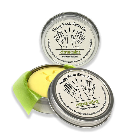 Mint Citrus Natural Bar Lotion, Beeswax & Coconut Oil, 2x (1.15oz) Solid Lotion in Travel Tins