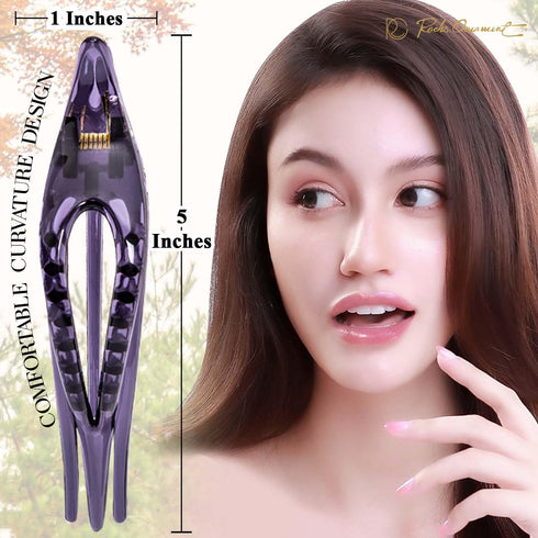 RC ROCHE ORNAMENT 6 Pcs Womens Thin Curved Eyelet Side Slide No Slip Hair Clip, Medium Transparent Multicolor Beauty