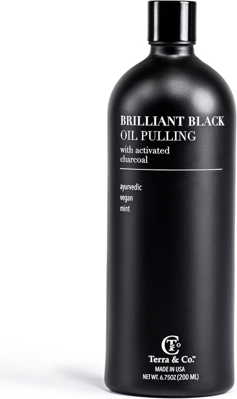 Brilliant Black Oil Pulling, Natural Ayurvedic Blend of Activated Charcoal and Coconut Oil, Mouthwash Rinse