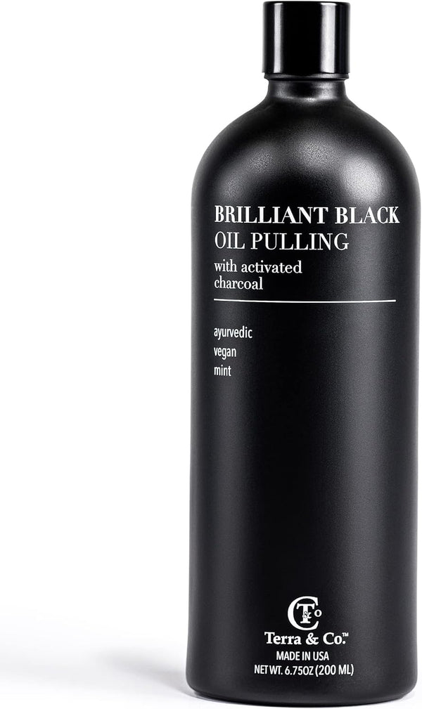 Brilliant Black Oil Pulling, Natural Ayurvedic Blend of Activated Charcoal and Coconut Oil, Mouthwash Rinse