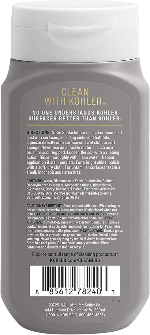 K-23725-NA 8 oz KOHLER Cast Iron Cleaner, For Kitchen and Bathroom, Bottle, Non-abrasive Cream-based Cleaner