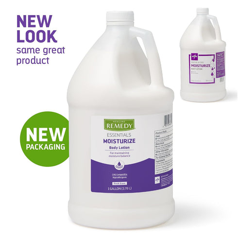Medline Remedy Essentials Moisturizing Body Lotion (1 Gallon Bottle), Fresh Scent, Hydrating, Non-Greasy, For Dry Skin, Hypoallergenic, Men, Women, Elderly
