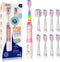 SEAGO Kids Electric Toothbrush - 2 Mins Brushing Timer, 8 Replacement Brush Heads, Pink Color for Ages 4-12