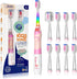 SEAGO Kids Electric Toothbrush - 2 Mins Brushing Timer, 8 Replacement Brush Heads, Pink Color for Ages 4-12