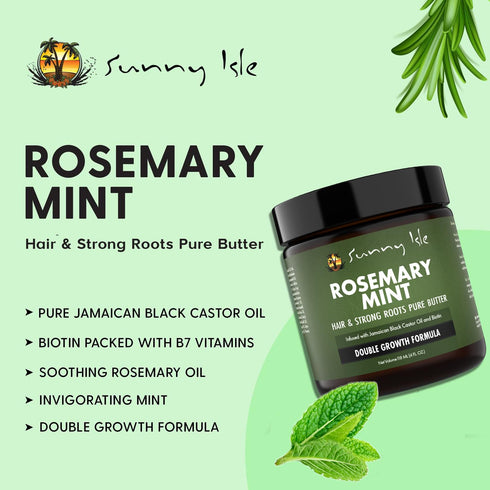 Sunny Isle Rosemary Mint Hair and Strong Roots Butter, 4oz with Biotin & Jamaican Black Castor Oil