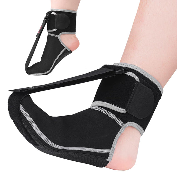 Plantar Fasciitis Night Splint Socks, Adjustable Brace for Foot Drop and Pain Relief, Black, Medium