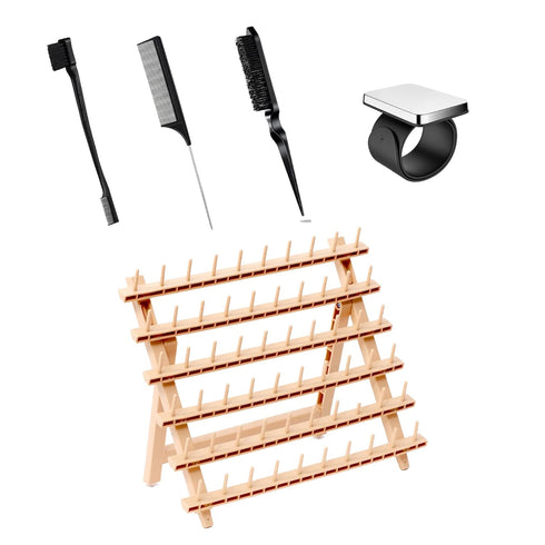 Laflare Braiding Rack for Hair with Comb Set & Braid Gel Wristband, Hair Clip, Hair Extension Holder with 60 Pegs