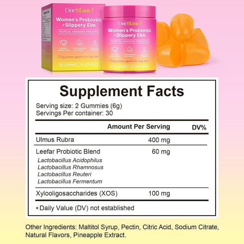 Gummies Gummies, Gummies Immune,Support -60 Gummies Feminine Probiotics for Women with Slippery Elm, Vaginal Probiotics