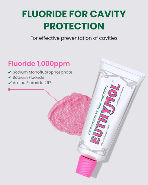 EUTHYMOL Whitening Toothpaste (3.7 fl oz) - Stain Removal in 2 Weeks, Freshness for Sensitive Gums & Teeth