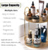 Rotating Makeup Organizer - 2 Tier Lazy Susan Trays for Skincare & Perfume, Amber Gold Bathroom Counter Vanity