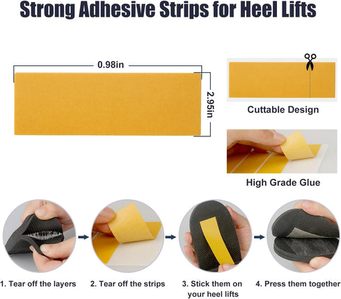 Stickers for Heel Lifts, Strong Adhesive Mesh Strips for Shoe Lifts, Sticky Tapes for Shoe Inserts, Leg Length