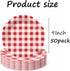 sunepany 50 9 Inch, Pcs Red Paper Plates Gingham Scalloped Disposable Plates for Party Christmas Birthday BBQ
