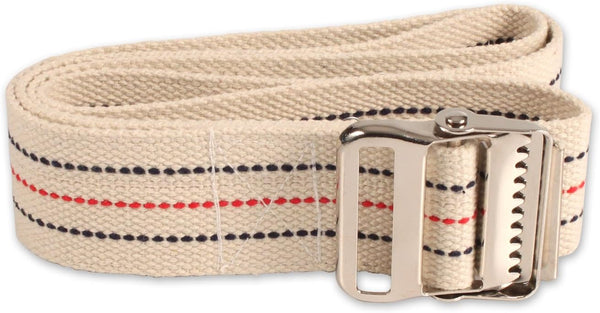 Dynarex Universal Secure Transfer Gait Belt - Soft Cotton Material, 60" x 2", Metal Buckle, Natural Color
