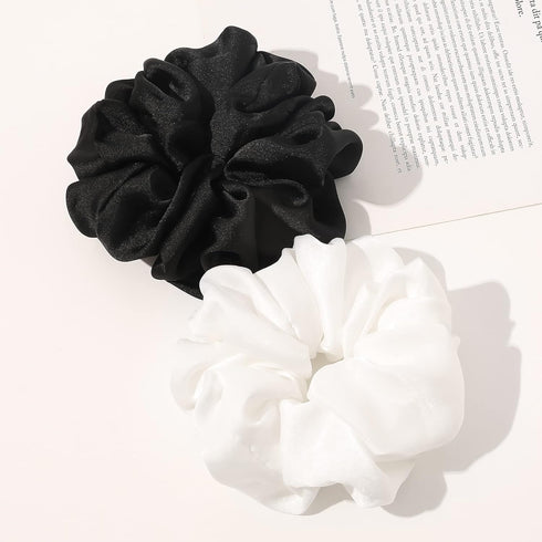 Scrunchies Hair Ties for Women - Big Silk Satin Jumbo Oversized Scrunchy Pack of 4 for Thick Hair, Decoration Hair