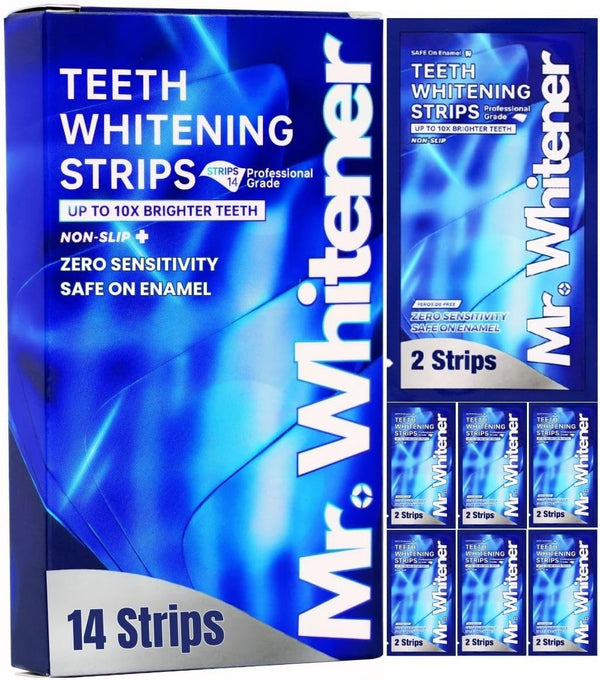 Mr.Whitener Teeth Whitening Strips, Premium Tooth Whitening Kits: 14 Strips 7 Packs, Dentist-Approved,