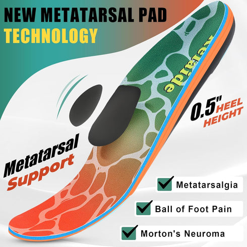 Arch Support Metatarsalgia Insoles - Ball of Foot Pain Relief Orthotics for Plantar Fasciitis and Flat Feet